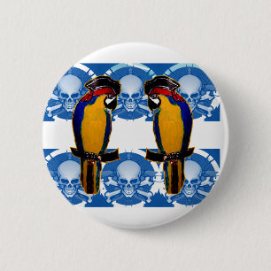 Badge Rond 5 Cm Perroquets Pirates