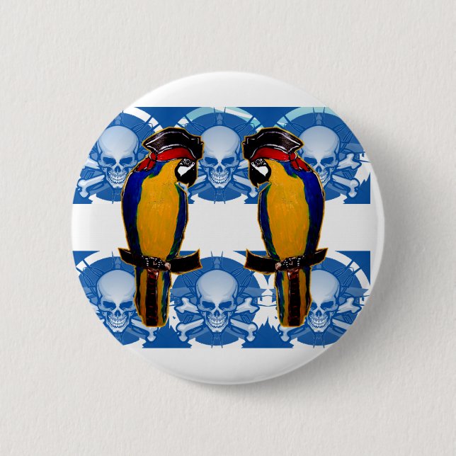Badge Rond 5 Cm Perroquets Pirates (Devant)