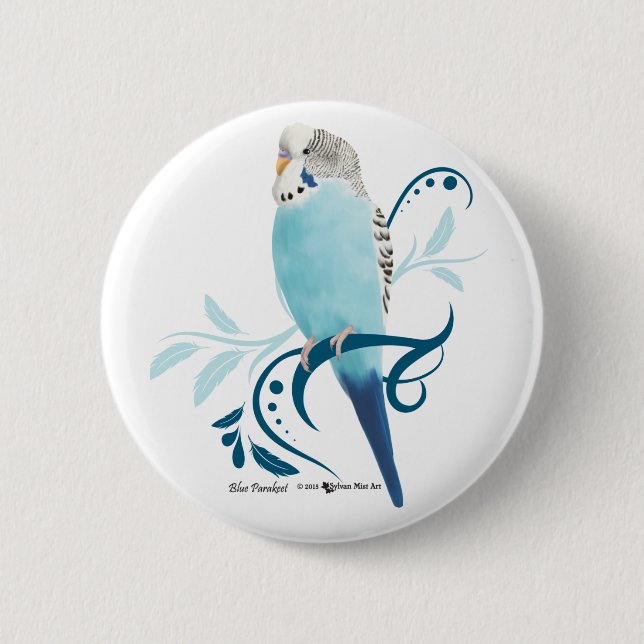 Badge Rond 5 Cm Perruche bleue (Devant)