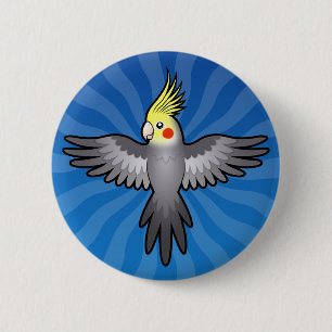 Badge Rond 5 Cm Perruche dessin animé
