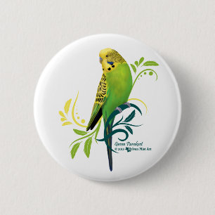 Badge Rond 5 Cm Perruche verte