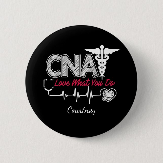 Badge Rond 5 Cm Personalized CNA Certified Nursing Assistant   (Devant)