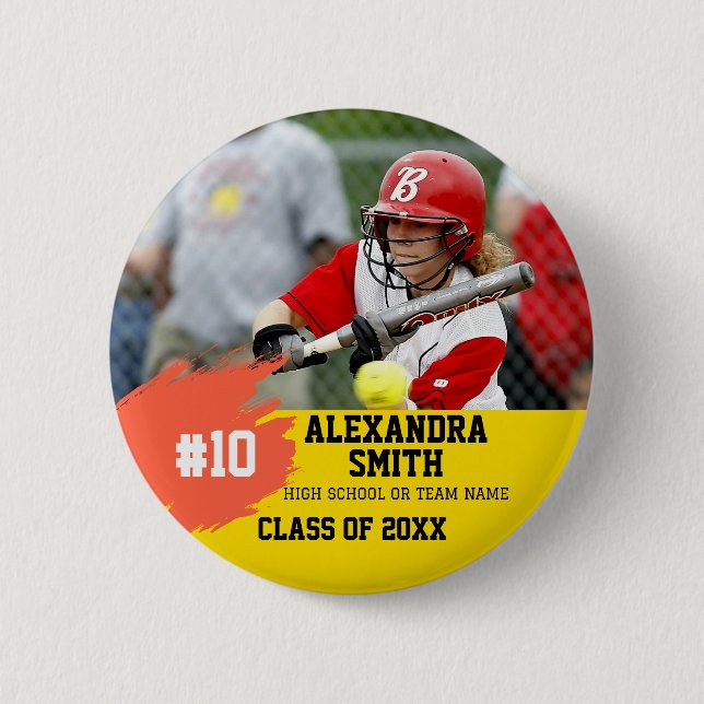 Badge Rond 5 Cm Personalized Custom Softball Player Graduation (Devant)