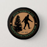 Badge Rond 5 Cm Personalized Funny Sasquatch Location and Research<br><div class="desc">A must for every cryptid hunter. Easily add your state or club name and your date. Logo & text colors also fully customizable!! Not sure how - ask me,  I'm happy to help.</div>
