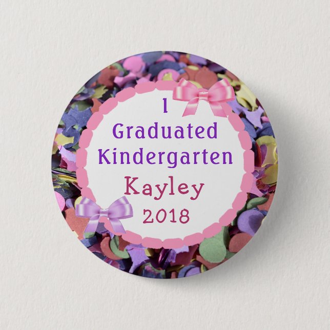 Badge Rond 5 Cm Personalized Kindergarten Graduate Confetti Button (Devant)