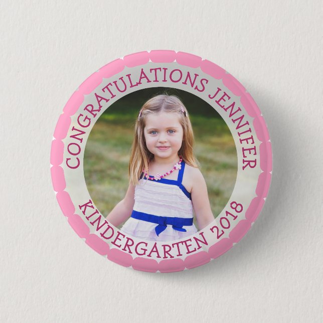 Badge Rond 5 Cm Personalized Kindergarten Graduate Photo Button (Devant)