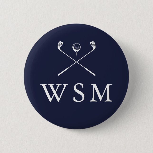 Badge Rond 5 Cm Personalized Monogram Golf Clubs Navy Blue (Devant)