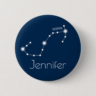 Badge Rond 5 Cm Personalized Scorpio Zodiac Constellation