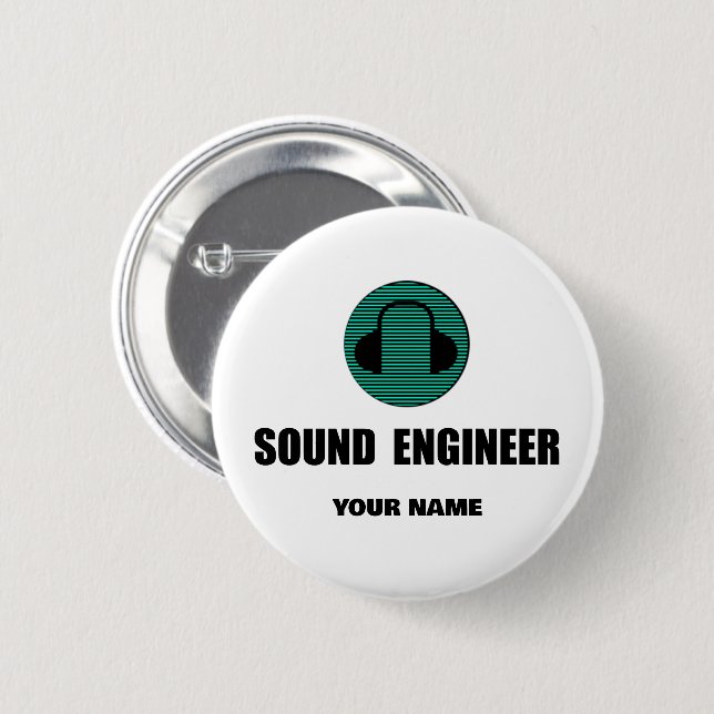 Badge Rond 5 Cm Personalized Sound Engineer Audio Engineering (Devant & derrière)