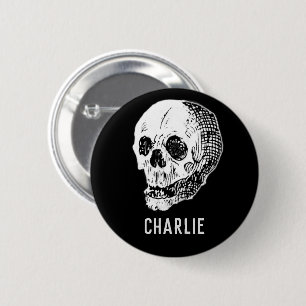 Badge Rond 5 Cm Personalized Vintage Skull Halloween Party Nom