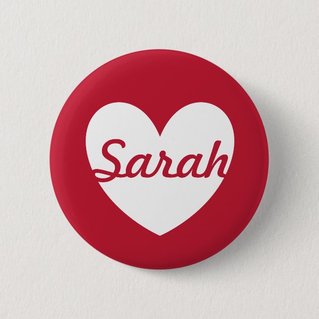 Badge Rond 5 Cm Personalized white heart on red (Devant)