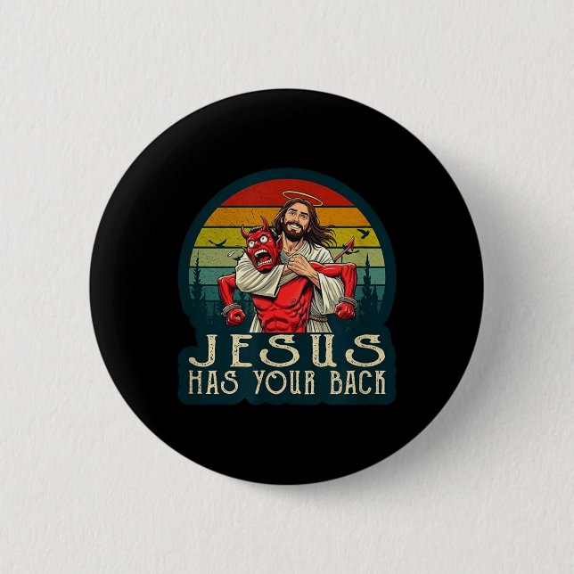 Badge Rond 5 Cm Personnage christique protégeant de l'adversaire (Devant)