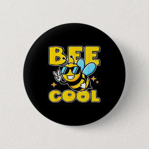 Badge Rond 5 Cm Personnage d'abeille à miel heureuse signe de paix