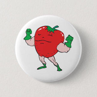 Badge Rond 5 Cm personnage de dessin animé de fraise superhero