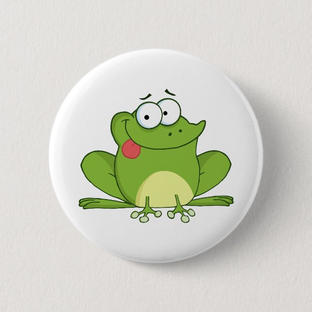 Badge Rond 5 Cm Personnage de dessin animé de grenouille traînant (Devant)