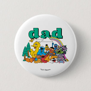 Badge Rond 5 Cm Personnages de 1, rue Sésame et panneau de signali