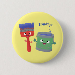Badge Rond 5 Cm Personnages de peinture et de pinceau mignons
