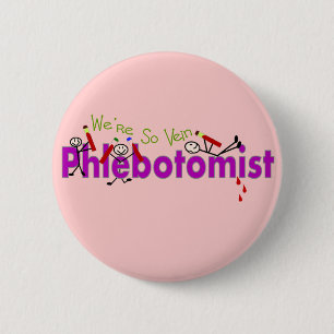 Badge Rond 5 Cm Personnages en allumettes de veine de Phlebotomist