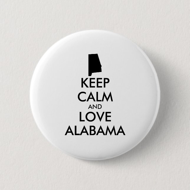 Badge Rond 5 Cm Personnalisable KEEP CALM et LOVE ALABAMA (Devant)