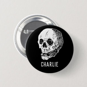 Badge Rond 5 Cm Personnalisation de l'Halloween du crâne Vintage