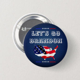 Badge Rond 5 Cm Personnalisé ALLONS BRANDON Trump Drapeau américai