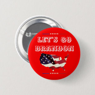 Badge Rond 5 Cm Personnalisé ALLONS BRANDON Trump Drapeau américai