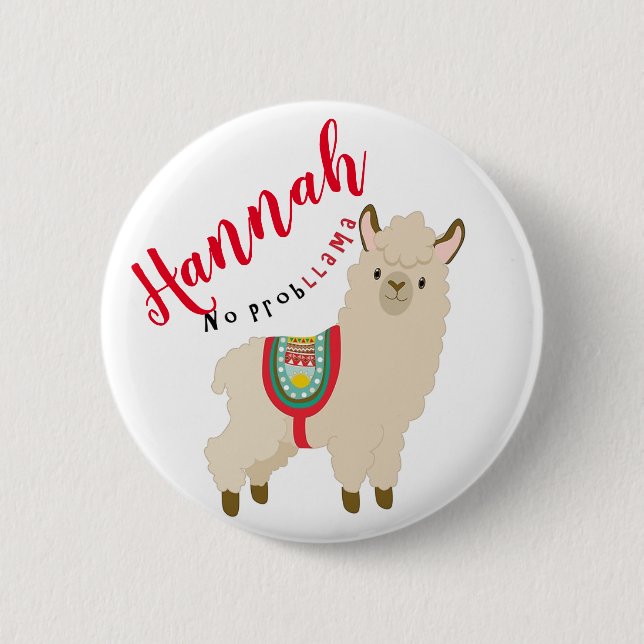 Badge Rond 5 Cm Personnalisé Aucun ProbLlama (Devant)