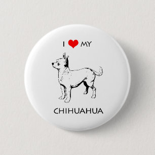 Badge Rond 5 Cm Personnalisé, J'Aime Mon Chihuahua