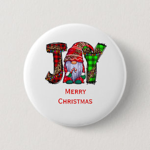 Badge Rond 5 Cm Personnalisé Joy Gnomes Joyeux Noël 
