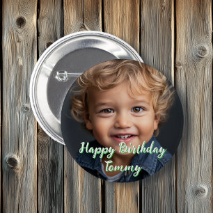 Badge Rond 5 Cm Personnalisé Joyeux Anniversaire Nom et photo