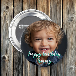 Badge Rond 5 Cm Personnalisé Joyeux Anniversaire Nom et photo
