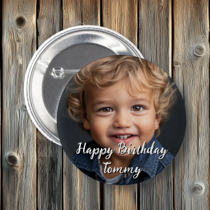 Badge Rond 5 Cm Personnalisé Joyeux Anniversaire Nom et photo