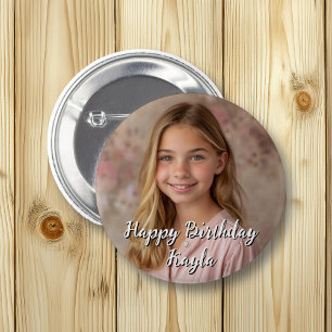 Badge Rond 5 Cm Personnalisé Joyeux Anniversaire Nom et photo