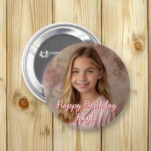 Badge Rond 5 Cm Personnalisé Joyeux Anniversaire Nom et photo