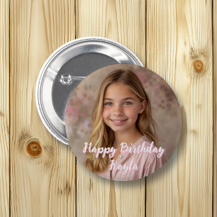 Badge Rond 5 Cm Personnalisé Joyeux Anniversaire Nom et photo