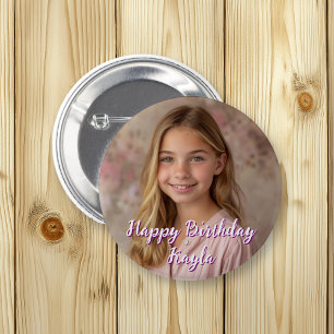 Badge Rond 5 Cm Personnalisé Joyeux Anniversaire Nom et photo