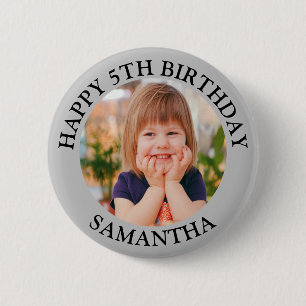 Badge Rond 5 Cm Personnalisé Joyeux Anniversaire Nom photo Age
