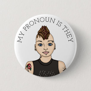 Badge Rond 5 Cm Personnalisé Mon Pronoun est personnalisable