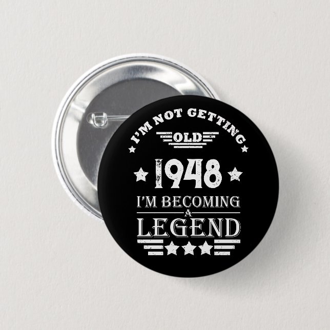 Badge Rond 5 Cm Personnalisé noir blanc vintage 75e anniversaire (Devant & derrière)