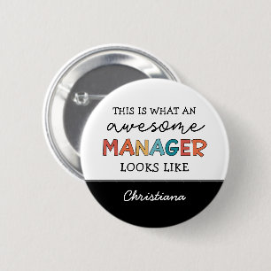 Badge Rond 5 Cm Personnalisé Retro Awesome Manager Drôle