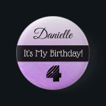 Badge Rond 5 Cm Personnalisé Son Bouton My Birthday Purple Girl'<br><div class="desc">Personnalisé Son Bouton My Birthday Purple Girl'</div>