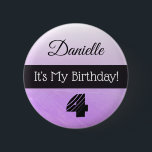 Badge Rond 5 Cm Personnalisé Son Bouton My Birthday Purple Girl'<br><div class="desc">Personnalisé Son Bouton My Birthday Purple Girl'</div>