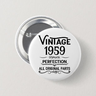 Badge Rond 5 Cm Personnalisé vintage 65e anniversaire cadeaux noir
