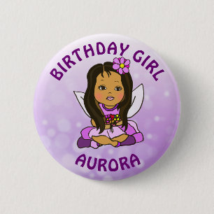 Badge Rond 5 Cm Personnalisée jolie fille d'anniversaire fée