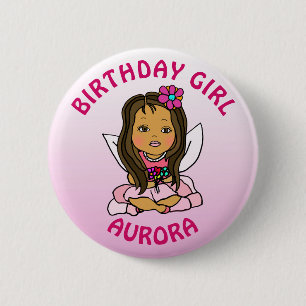 Badge Rond 5 Cm Personnalisée jolie fille d'anniversaire fée