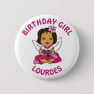 Badge Rond 5 Cm Personnalisée jolie fille d'anniversaire fée