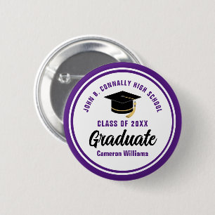 Badge Rond 5 Cm Personnalisée Purple Graduate 2025 Graduation Part