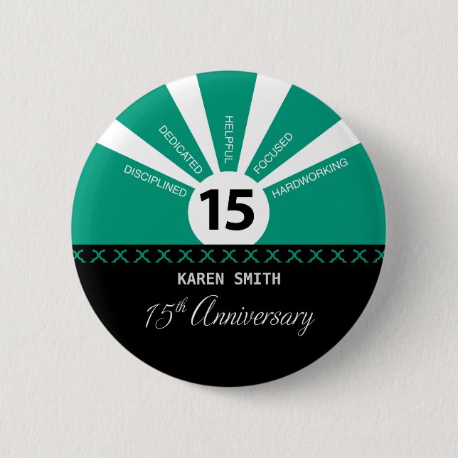 Badge Rond 5 Cm Personnaliser, 15e anniversaire d'entreprise de l' (Devant)