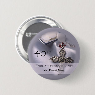Badge Rond 5 Cm Personnaliser, 40e anniversaire d'ordination Félic