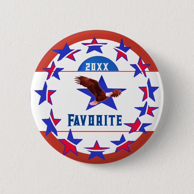 Badge Rond 5 Cm Personnaliser avec le candidat préféré - Votez (Devant)